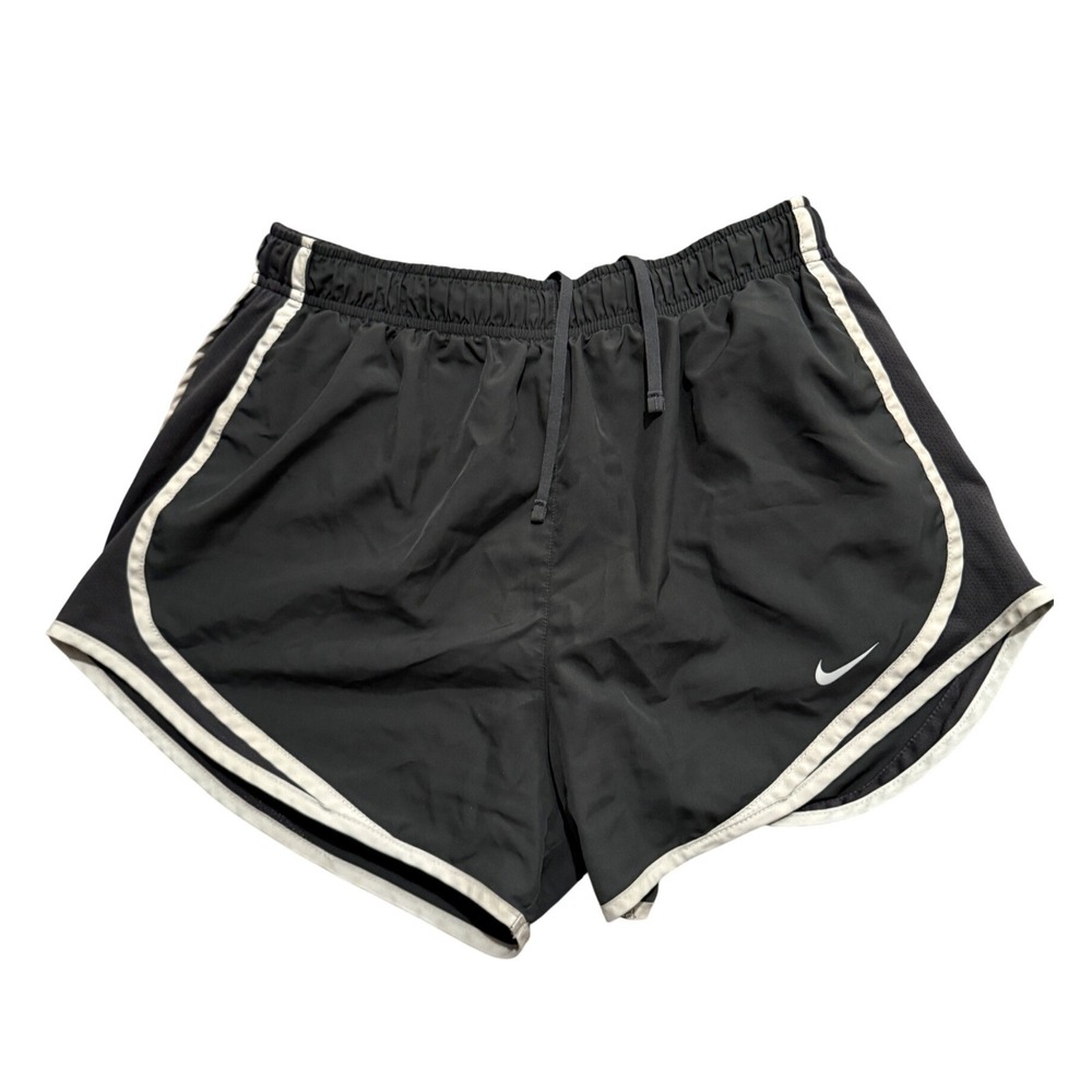 Nike Dri Fit Women's Running Shorts‎ Black White Athletic Gym Workout Medium